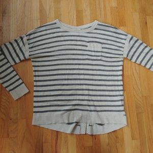 Grey and White Striped Sweater